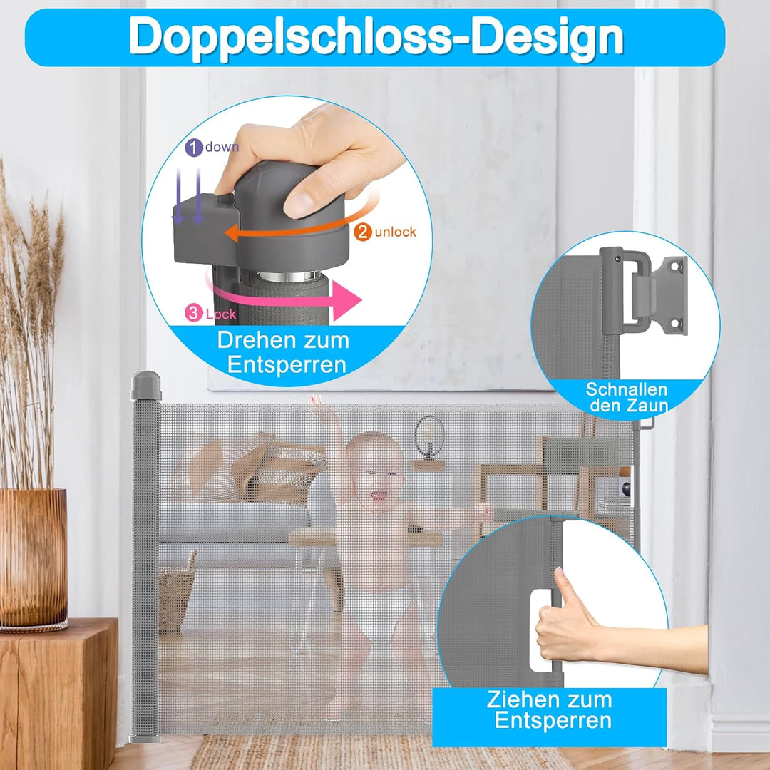 LZQ Türschutzgitter Treppenschutzgitter Roll für Babys und Haustiere, 0-150cm, 87 cm Hoch Baby Abspe