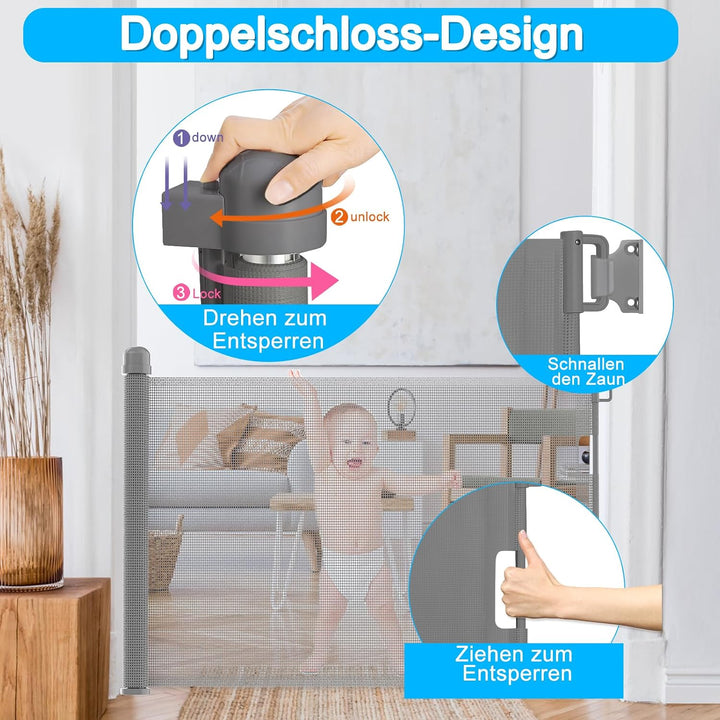 LZQ Türschutzgitter Treppenschutzgitter Roll für Babys und Haustiere, 0-150cm, 87 cm Hoch Baby Abspe