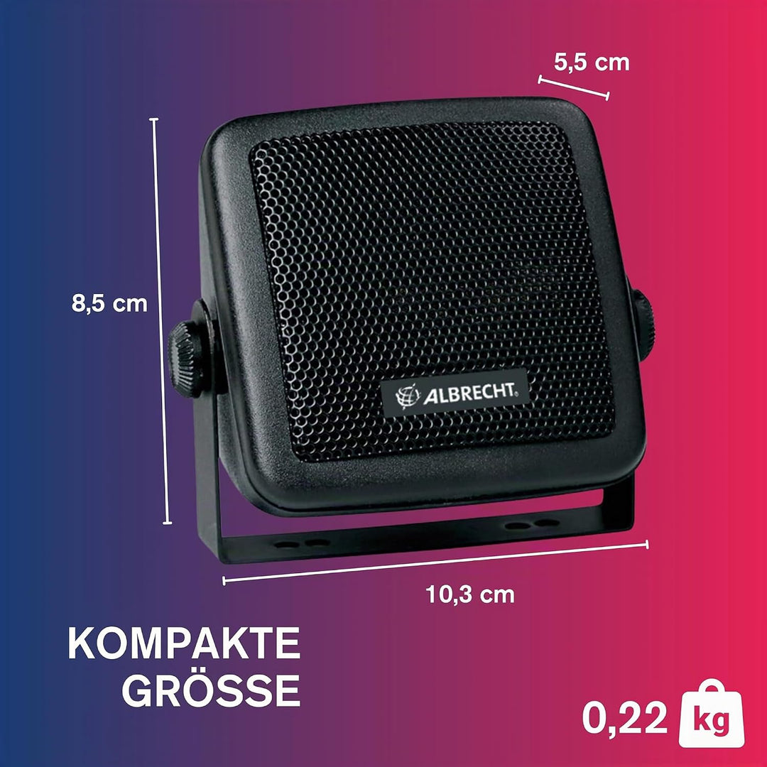 Albrecht CB-150 Funklautsprecher, 71150, 2m Kabel mit 3,5mm Stecke, Schwarz (Schwarz)