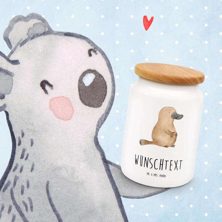 Mr. & Mrs. Panda Personalisierbare Keksdose Schnabeltier Mut - Personalisierte Geschenke, Motivation