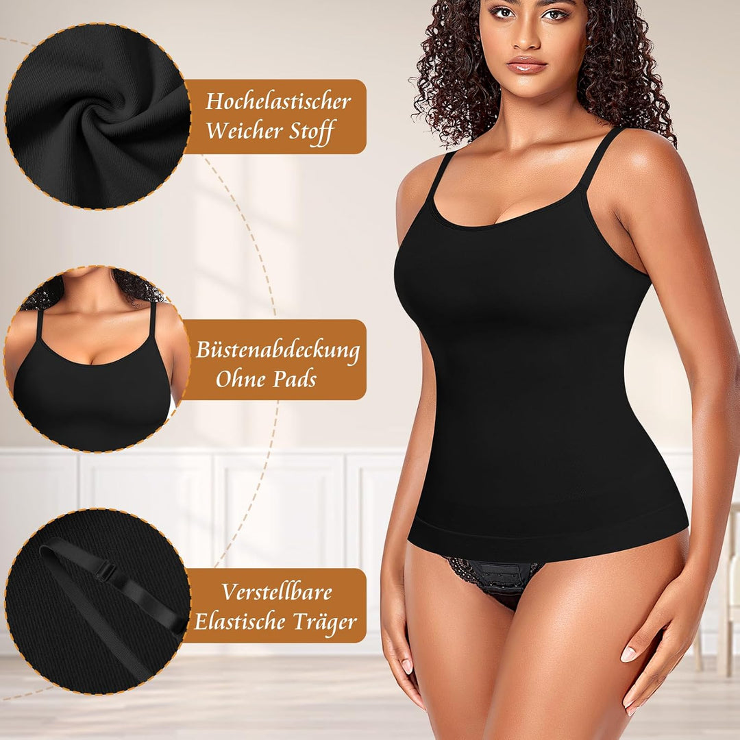 YARRCO Damen Shape Unterhemd Bauchweg Tanktop Shapewear Trägertop Spaghettiträger Shaping BH Hemd Bo