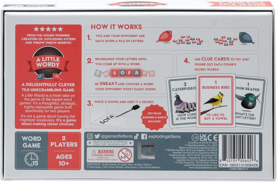 Exploding Kittens LLC A Little Wordy by Card Games for Adults Teens & Kids - Fun Family Games - A Ru