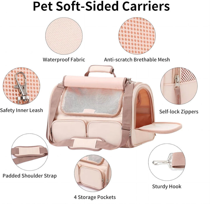 FUKUMARU Transportbox Katze, Faltbare Katzentransportbox, Transportbox Hund mit, Transportbox für Ka