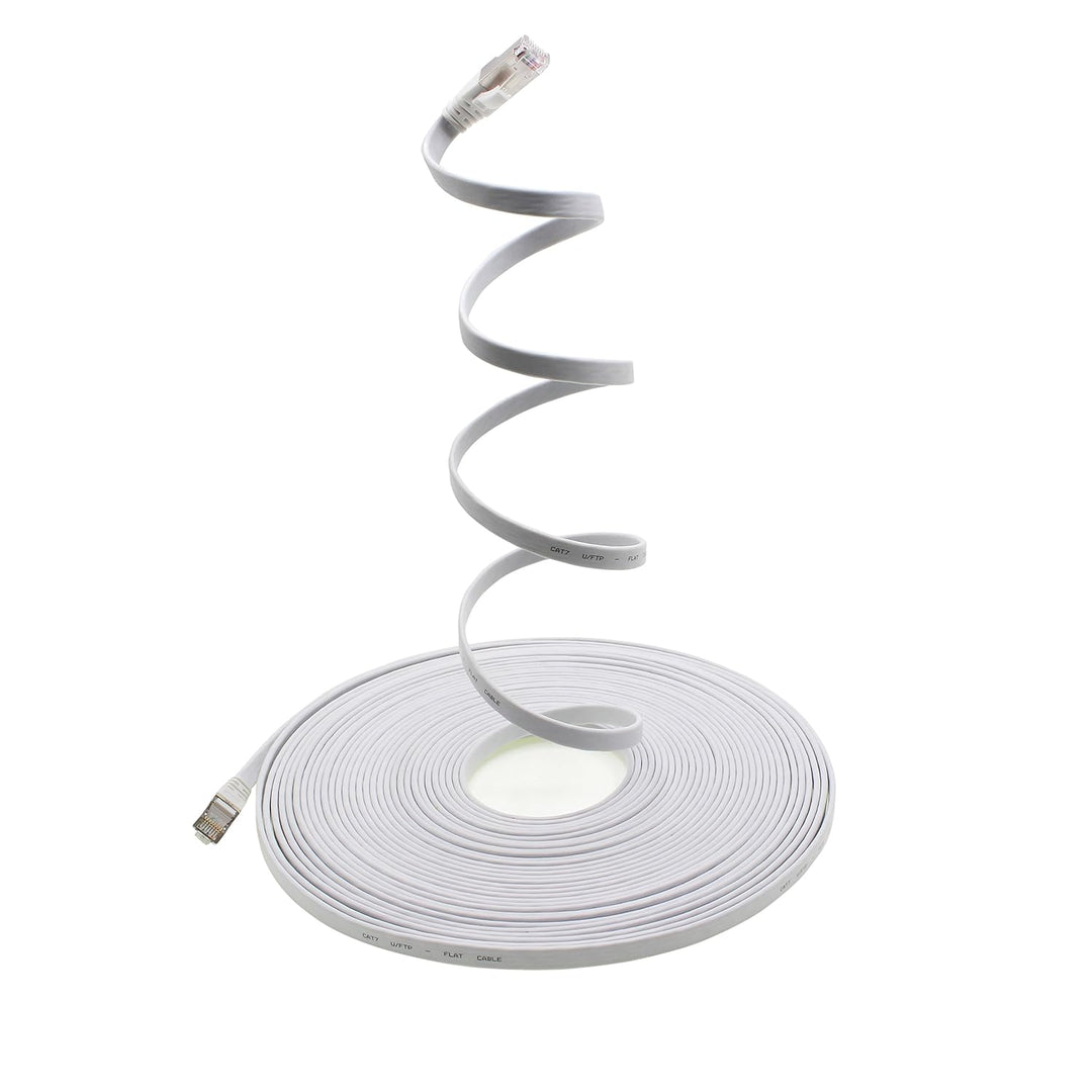 5m - weiss - 10 Stück Cat7 Flachkabel Netzwerkkabel Cat 7 Rohkabel Gigabit Lan (10Gbit/s) Flachbandk