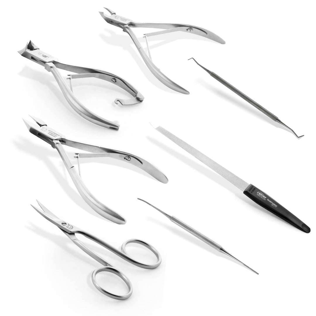 Otto Herder Profi-Fusspflege Set Professionell 7-teilig, Hochwertige Podologie-Instrumente Schwarzes