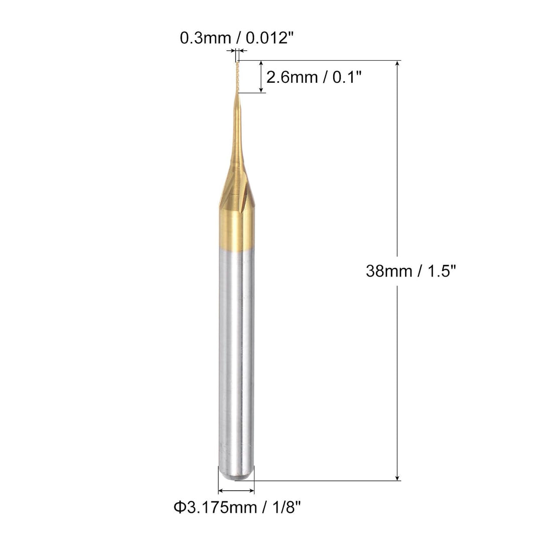 QUARKZMAN 10 Stück Hartmetallfräser 0.3mm Schaft, 6-Flöten CNC Fräser 4-NutenTitanbeschichtung für E