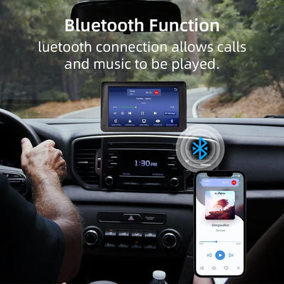 7 Zoll Kabellose Autoradio, Tragbares Einbaufreies Autoradio mit Wireless Apple CarPlay & Android Au