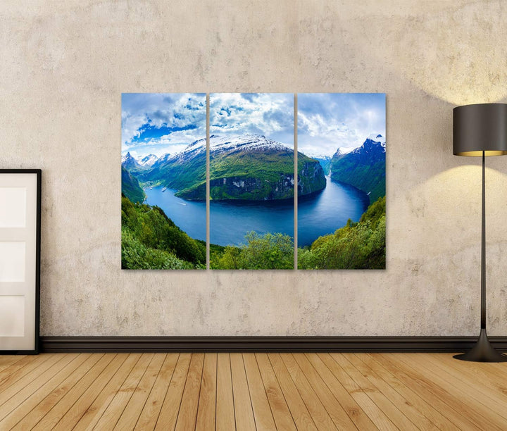 islandburner Bild auf Leinwand Geiranger Fjord Schöne Natur Norwegen Bilder Wandbilder Poster Leinwa