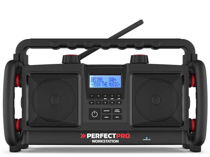 PerfectPro Baustellenradio Workstation, DAB+, Bluetooth und UKW-Empfang, Radio mit AUX und USB-Einga