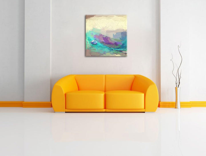 Pixxprint Pfauenfeder Detailaufnahme als Leinwandbild Quadratisch/Grösse: 70x70 / Wandbild/Kunstdruc