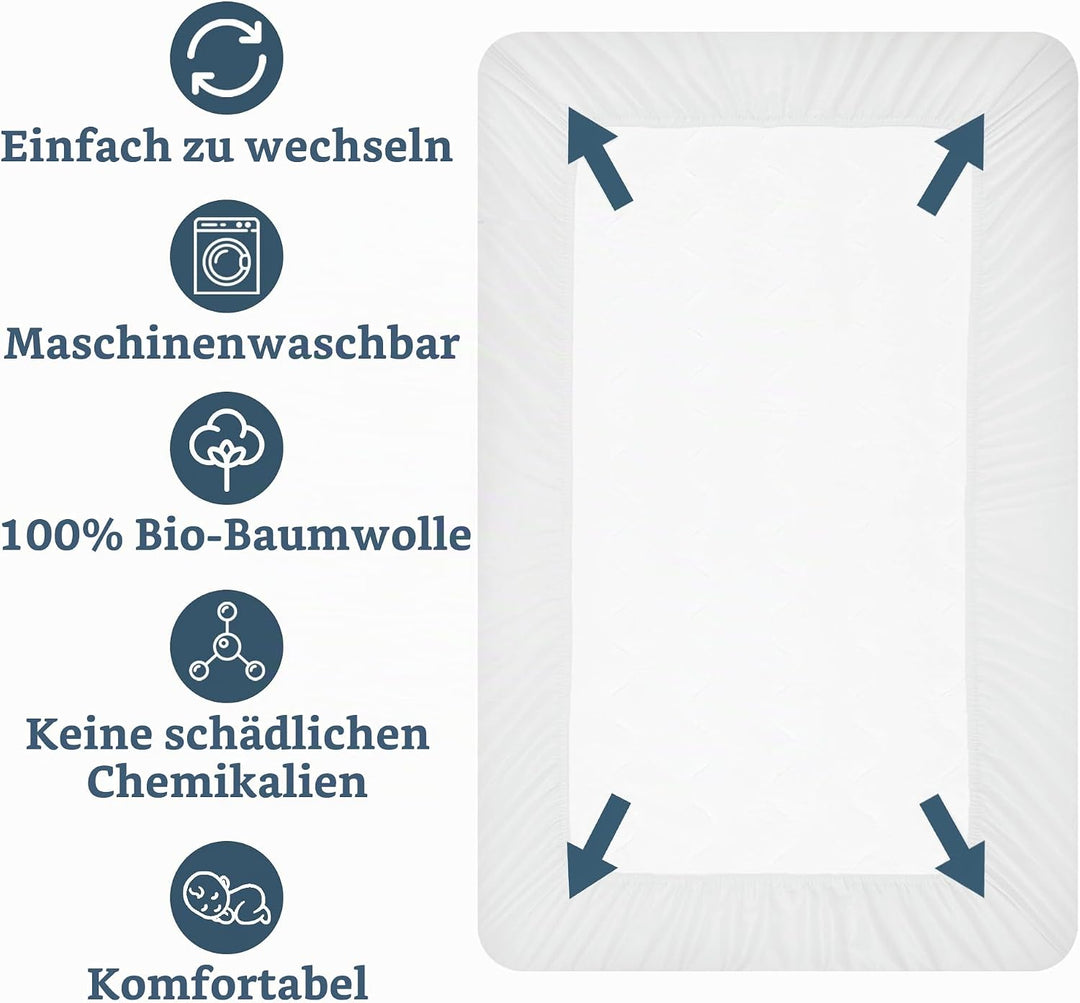 Lilly Belly Wasserdichtes Spannbettlaken für Kinder, 120 x 60 cm, Matratzenschoner für Kinder, volls