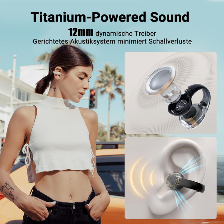 Edifier Open-Ear True Wireless-Ohrhörer, Bluetooth 5.4 mit 28 Stunden, Mikrofone mit AI-Rauschunterd