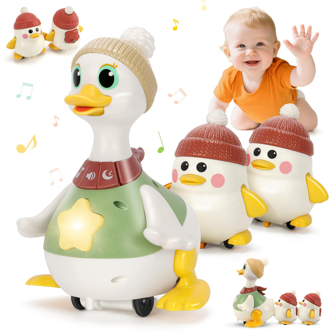 Baby Spielzeug für 6-12 Monate, Krabbelspielzeug Baby mit Licht &amp; Musik, Dancing Duck Familie Spielz