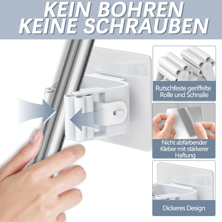 3-H Besenhalterung Wand Selbstklebend, Wandhalterung Besen ohne Bohren, Gerätehalter 24 Stück Set, B