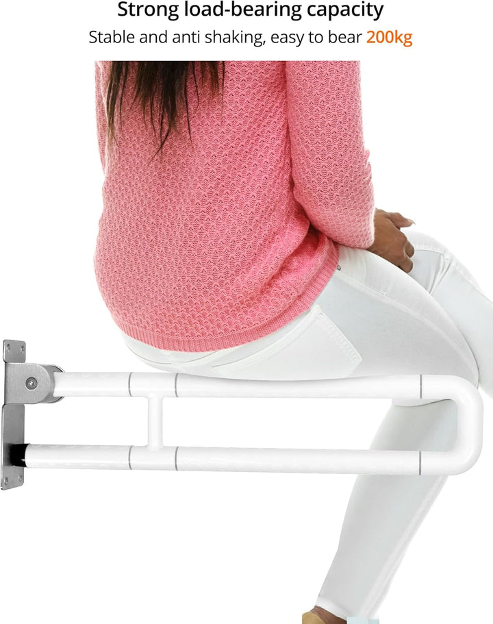 QWORK® Wandstützgriff, Klappbar, 60cm, Edelstahl,Tragfähigkeit 200 kg