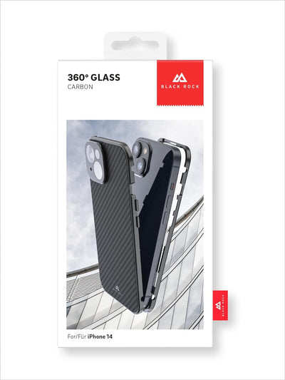 Black Rock - Hülle 360 Grad Glass Case Passend für Apple iPhone 14 I Carbon Handyhülle, Karbon Rücks