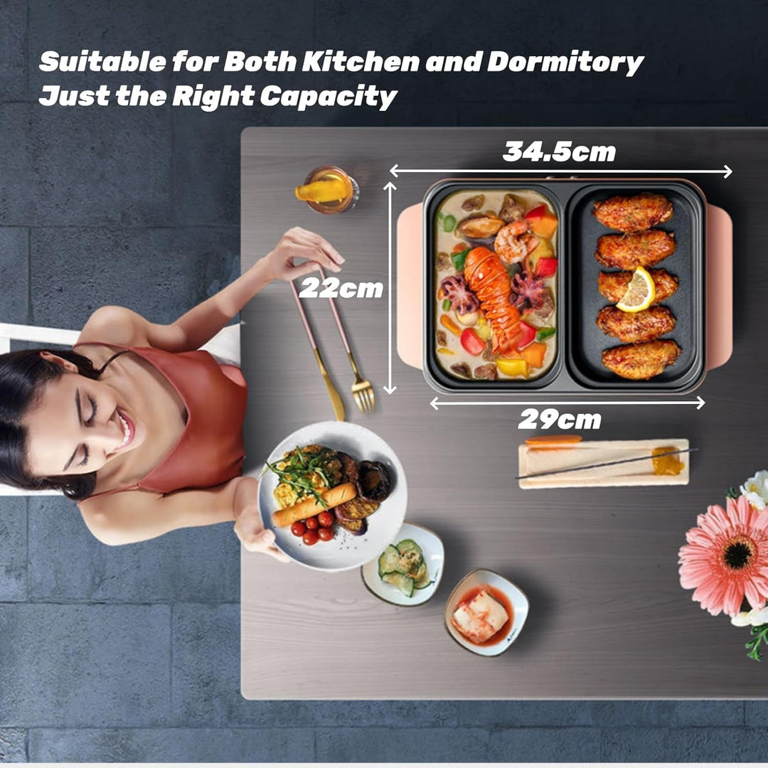 Topyond 1200W Elektrischer Innengrill Tischgrill,Elektrisch Koreanischer Grill,Kontaktgrill,Grillpla