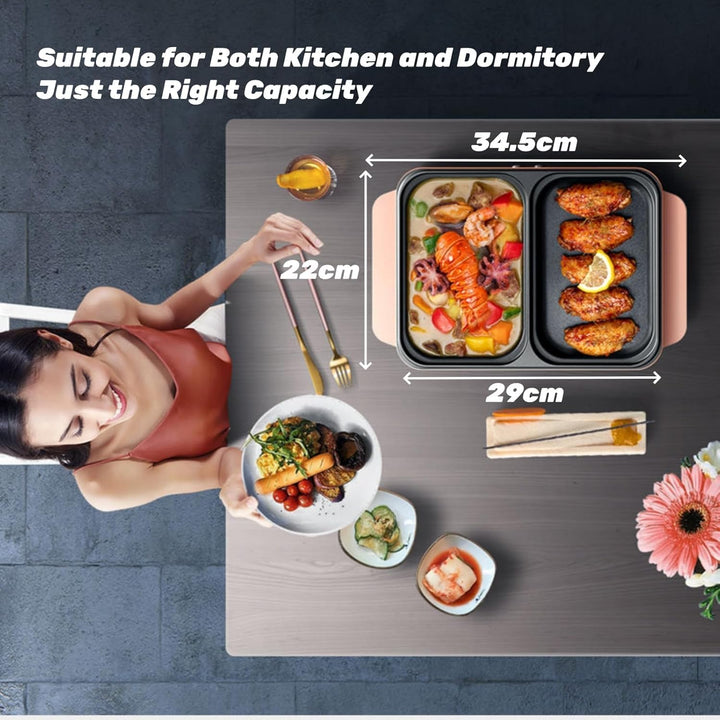 Topyond 1200W Elektrischer Innengrill Tischgrill,Elektrisch Koreanischer Grill,Kontaktgrill,Grillpla