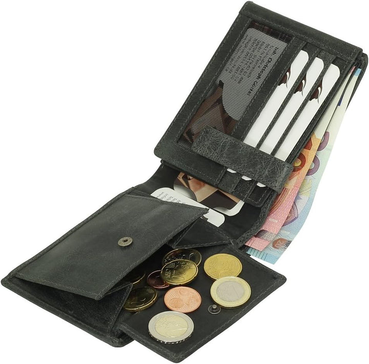 Ledershop24 Luxus Leder Bikerbörse mit Kette Geldbörse Portemonnaie Geldbeutel 12,5 cm vers. Farben