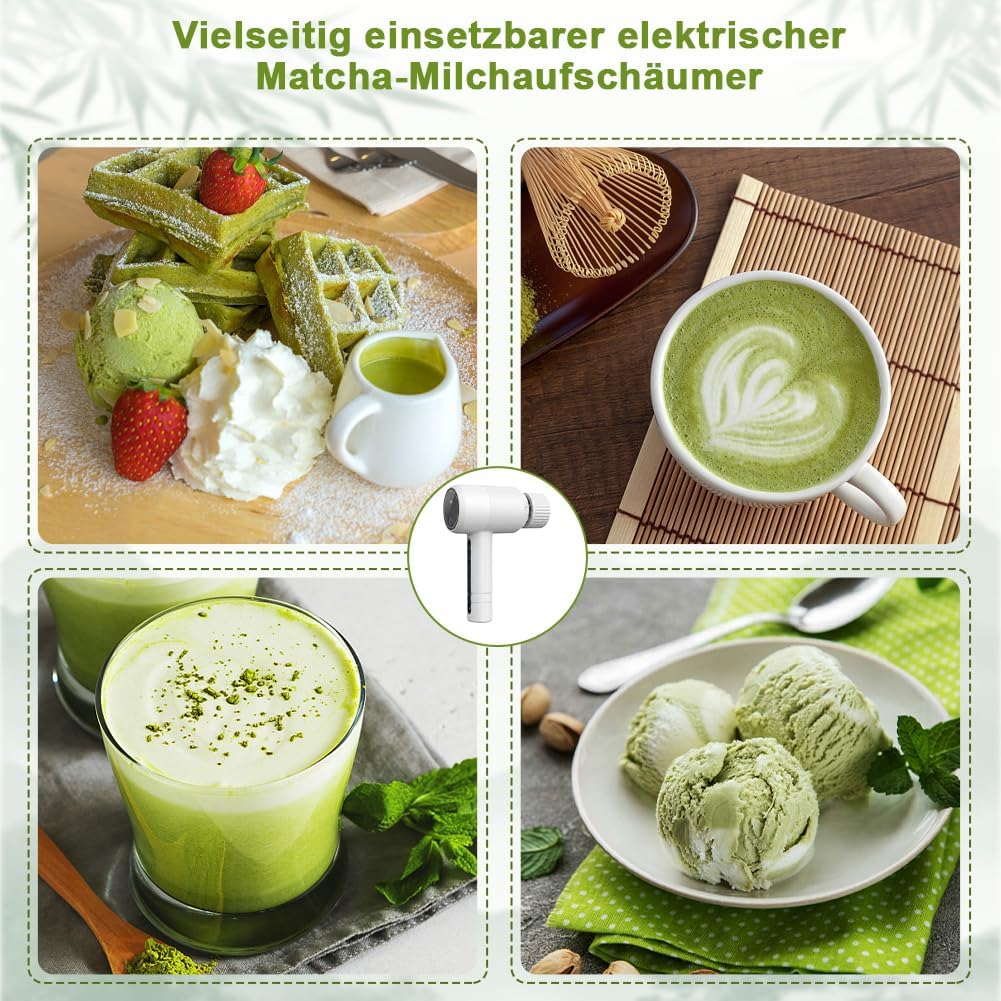 Matcha Schneebesen Elektrisch, 3 Geschwindigkeiten, Elektrischer Matcha-Aufschäumer Küchenhelfer, wi