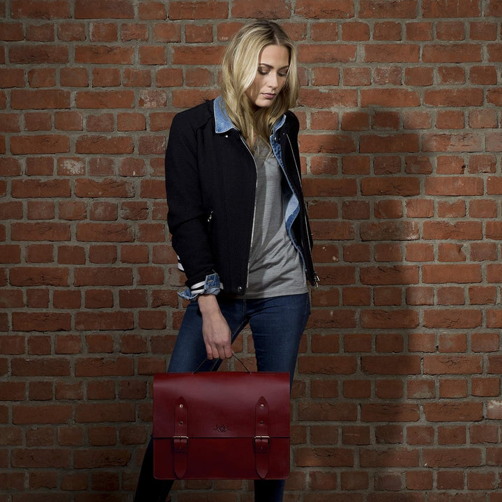 SID &amp; VAIN Aktentasche Boston aus Sattel-Leder I Business-Tasche gross für Herren 15 Zoll Laptop-Fac