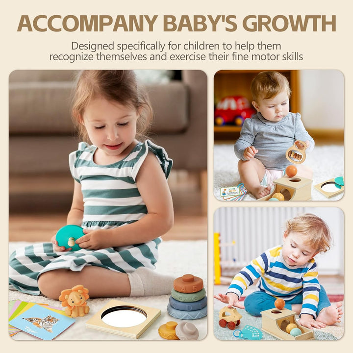 Atoylink Montessori Babyspielzeug ab 6 Monate Sensorik Spielzeug mit Objektpermanenz Box & Stapelbec
