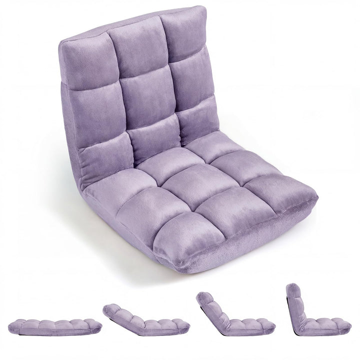RELAX4LIFE Bodenstuhl klappbar, Bodensessel mit Liegefunktion (Lila) | Bodensitz mit Verstellbarer R