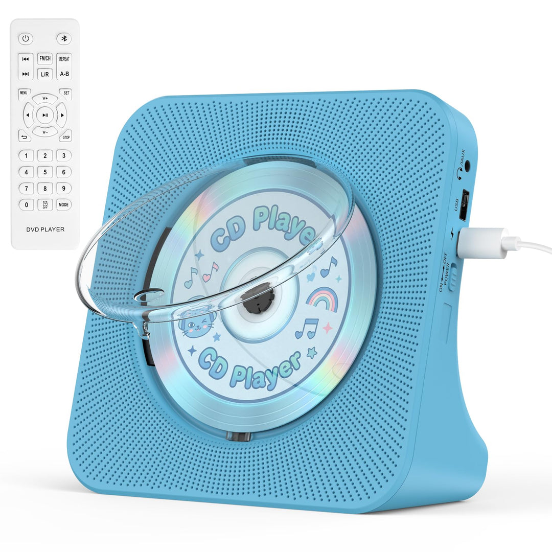 CD Player mit Lautsprecher, Bluetooth 5.0, Radio Blau, Blau