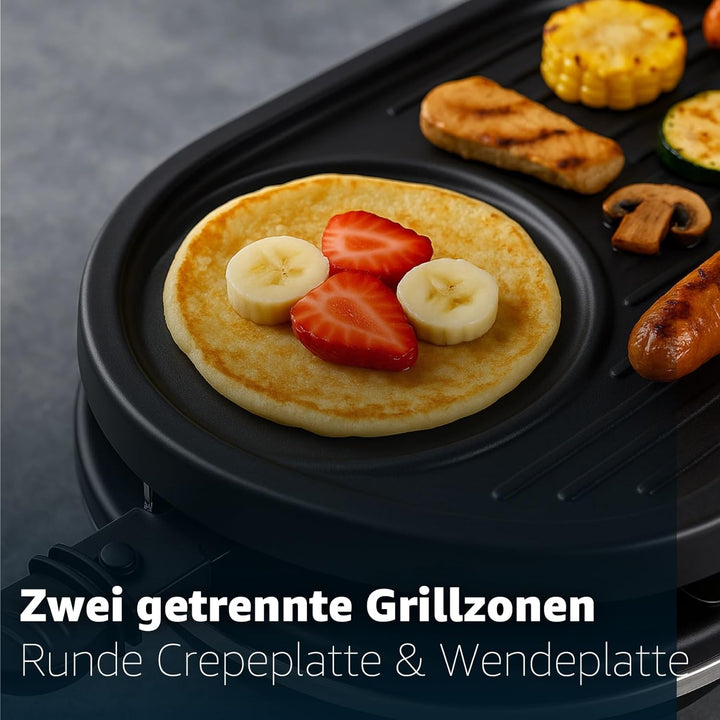 Raclette Set für 8 Personen - Grill oval - Crepes Funktion - Tischgrill inkl. Pfännchen & Schaber mi