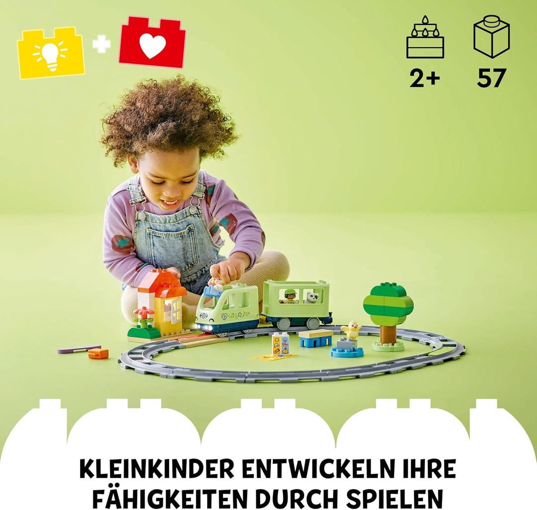 LEGO DUPLO Town Interaktive Abenteuer-Eisenbahn, Spielset mit Lichtern und Geräuschen für Rollenspie