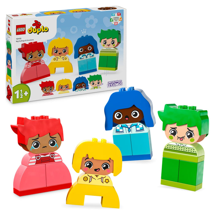 Lego DUPLO Grosse Gefühle, Stapelspiel zum Bauen mit 23 bunten Bausteinen und 4 Figuren, Motorik-Spi