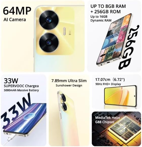 realme C55 17,1 cm (6.72") Double SIM Android 13 4G USB Type-C 8 Go 256 Go 5000 mAh Noir