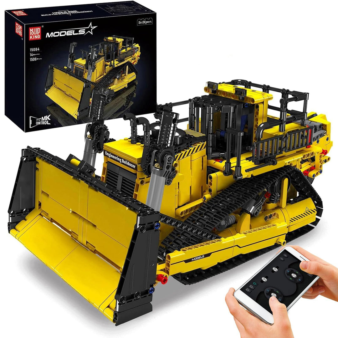 Mould King 15084 Technik Ferngesteuert Bulldozer für Erwachsene, 1508 Stück Bauspielzeug, 2.4 GHz RC