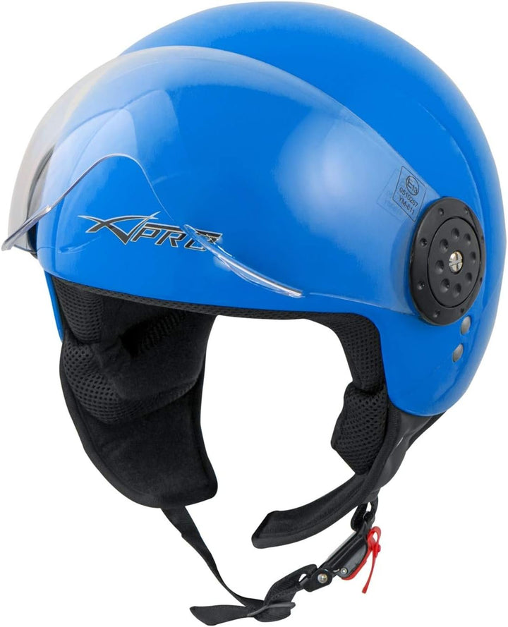 Motorradhelm Roller Jet Demi Helm Scooter Homologiert Avio Visor 55-56 cm ( S) Blau, 55-56 cm ( S) B