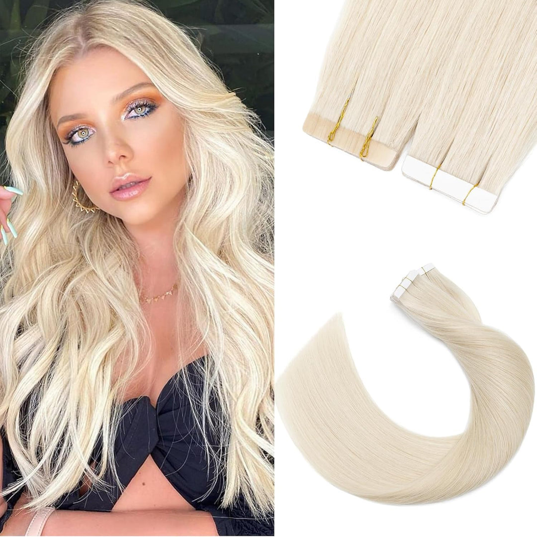 Silk-co Tape Extensions Echthaar 20stk, Remy Tape in Extensions Haarverlängerung, Skin Weft Echthaar