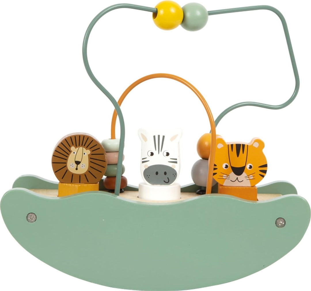 small foot Motorikschleife mit Wippe „Safari“, Holzspielzeug mit vielfältigen Spielfunktionen, ab 12