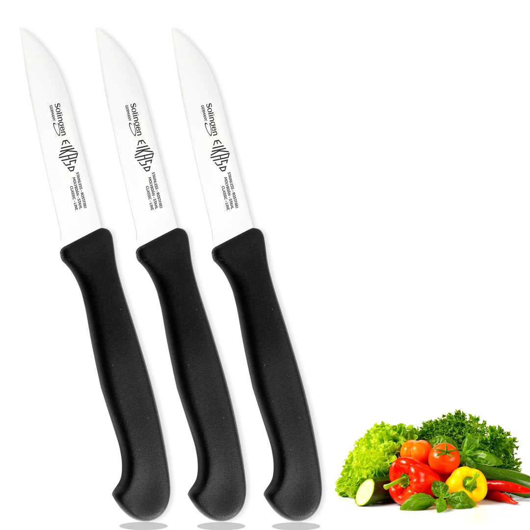 EIKASO Solingen Gemüsemesser Set 3teilig Profi Küchenmesser Obstmesser 8cm Klinge rostfrei aus Molyb