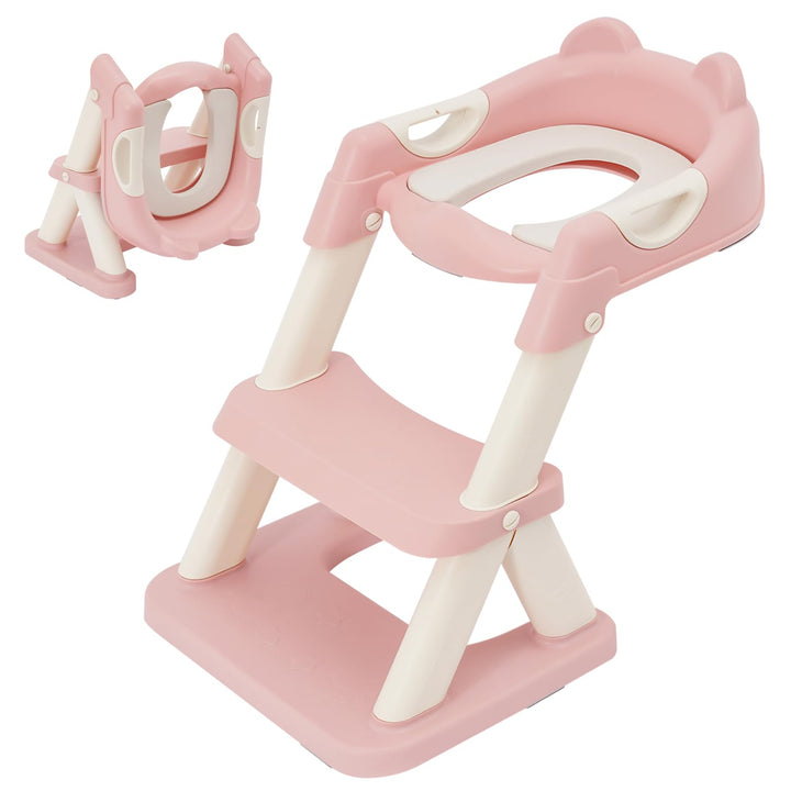 Toilettensitz kinder, Toilettensitz Toilettentrainer mit Treppe und Griffen, Höhenverstellbar Faltba