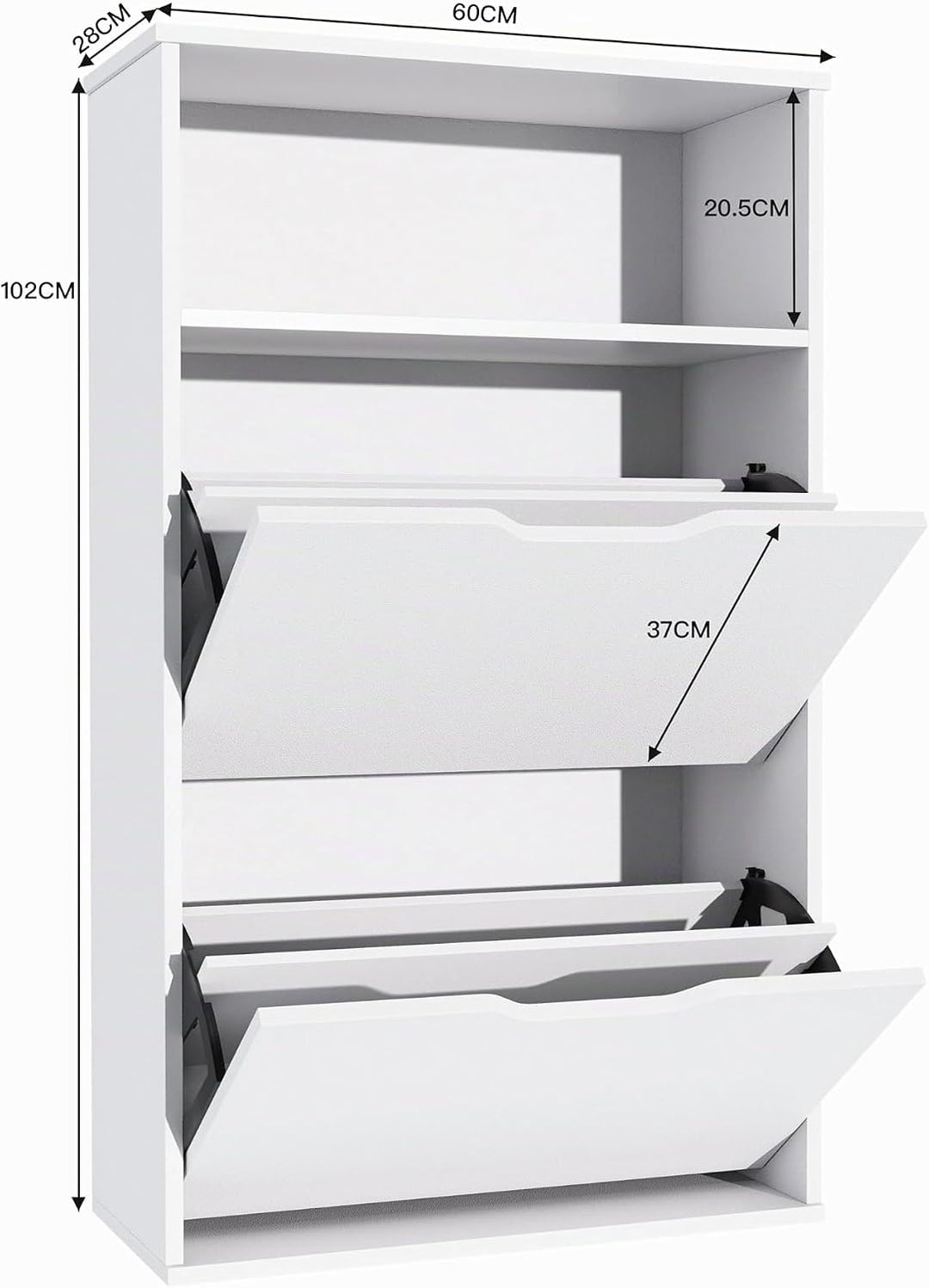 Garvis Doppellagig Schuhschrank 2 Klappen + Ablage – Hohe Kapazität (12 Paar) – Schmal 60x102x28 cm