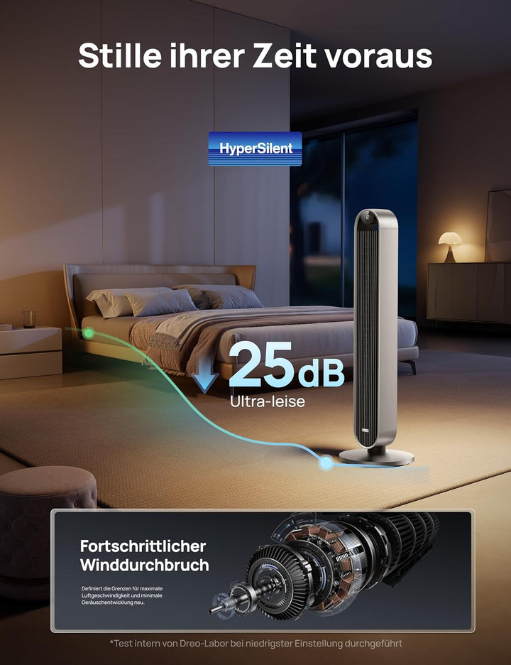 Dreo Pilot Max Smart Turmventilator mit Sprachsteuerung, WiFi Alexa fan, APP Steuerung, 120° Oszilli
