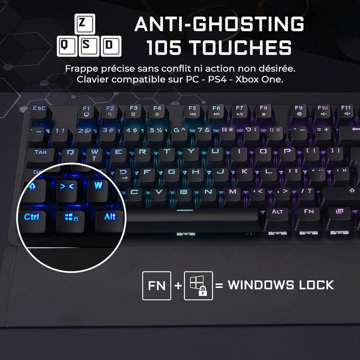 THE G-LAB Keyz Carbon-E RGB Mechanische Gaming-Tastatur (Blauer Schalter) (schwarz)