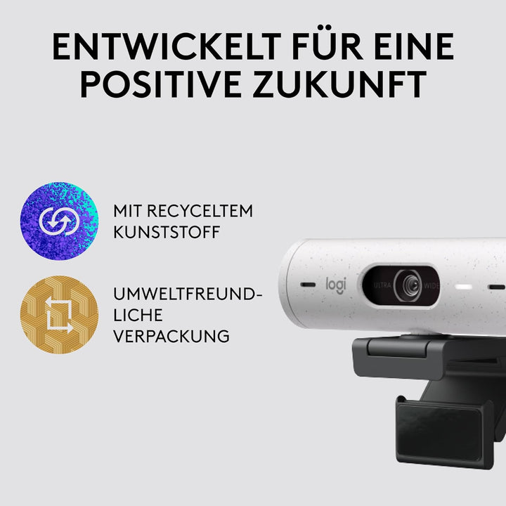 Logitech Brio 500 Full-HD-Webcam mit Auto-Lichtkorrektur, Zeigemodus, Doppelmikrofon + Rauschunterdr