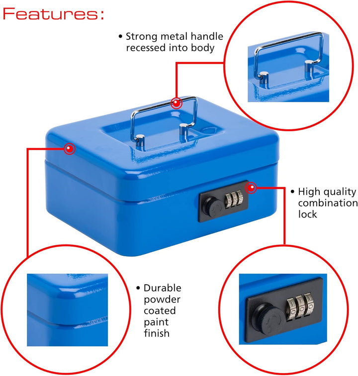 Sterling Locks Handkasse, Geldkassette mit Zahlenschloss, 20,3 cm, 701979 Blau, Blau
