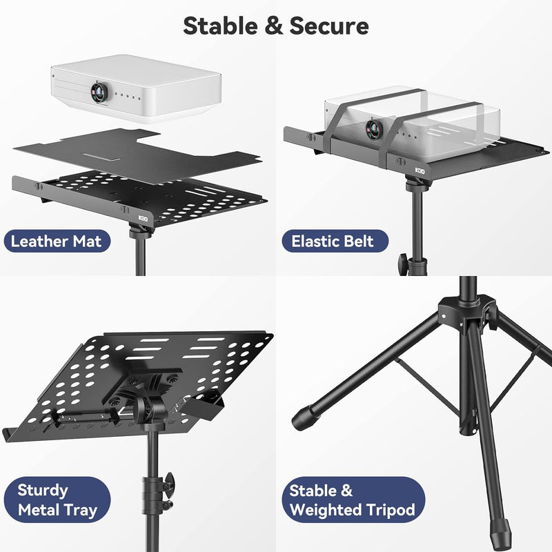 KDD Beamer Ständer - 4 in 1 Notenständer Klappbar Stabil mit Federarm Laptop Bodenständer Tablet Hal