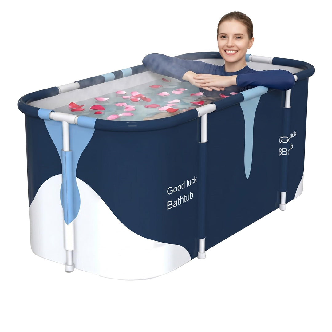 Faltbare Badewanne 140x60x50cm, Tragbare Klappbare Badewanne für Erwachsene, Freistehende SPA Soakin