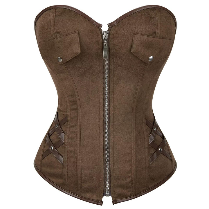 Jutrisujo Korsett Damen Korsage Top Top Corsage Oberteil Steampunk Grosse Grösse, Brown