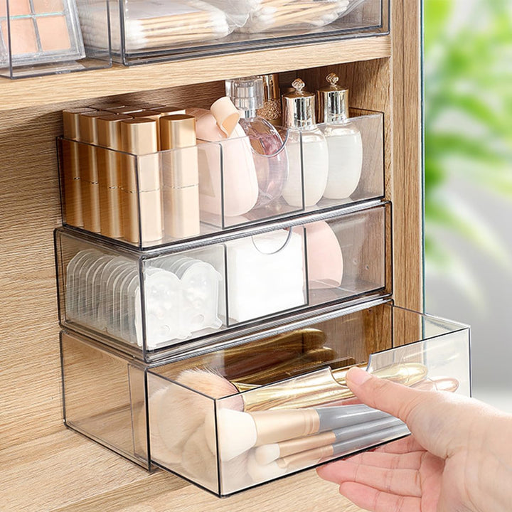 3pcs Kosmetik Organizer Schubladen, Acryl schubladen organizer bad Stapelbar, Make-up Veranstalter S