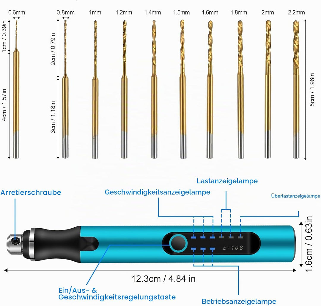 Mini Electric Hand Drill, 3-Speed Electric Mini Drill Pen, Rechargeable DIY Hand Drill Electric, Min