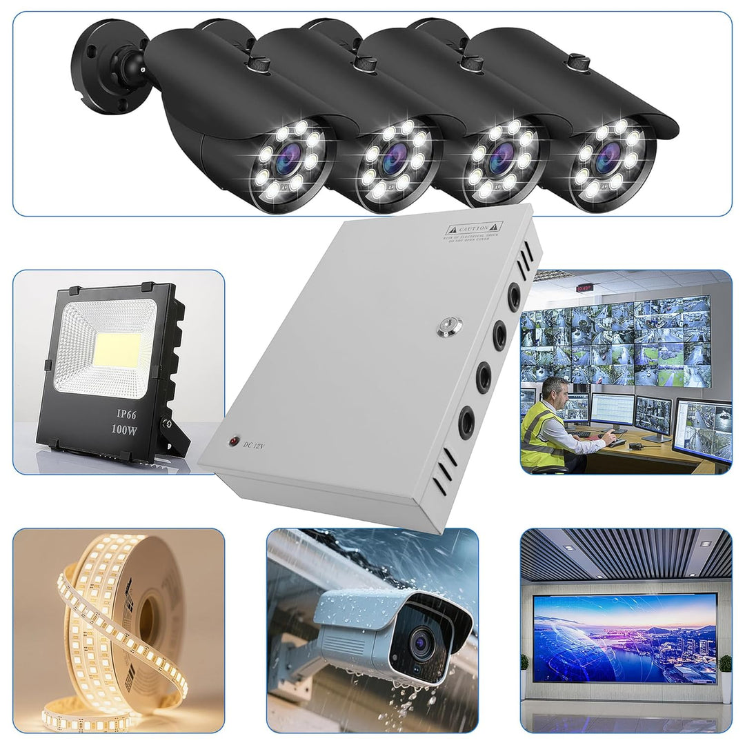 Weishuo 9 Kanal Netzteil Kasten für CCTV Kamera Videoüberwachung Leistungsnetzteil 12V DC10A 120W