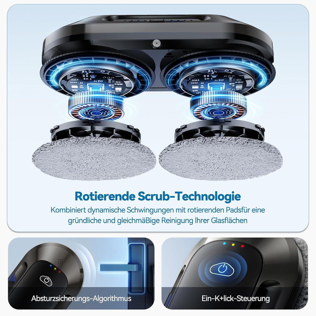 W23D Fensterputzroboter mit aktiver Sprühfunktion, 6000 Pa Saugkraft,, W23d